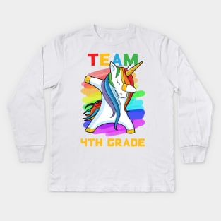 Team 4TH GRADE Unicorn Dabbing Gift Back To School Kids Long Sleeve T-Shirt